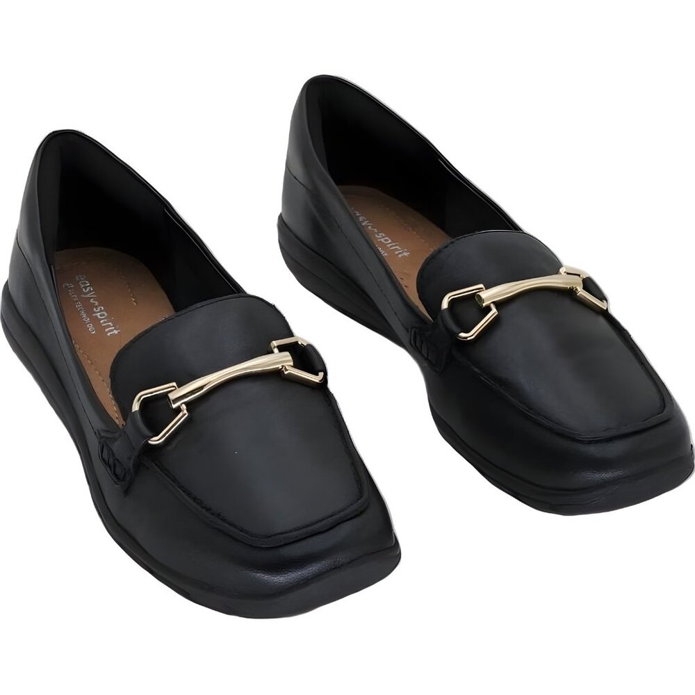Easy Spirit Eflex Amalie Black Slip-On Leather Loafers Women's US 7W
